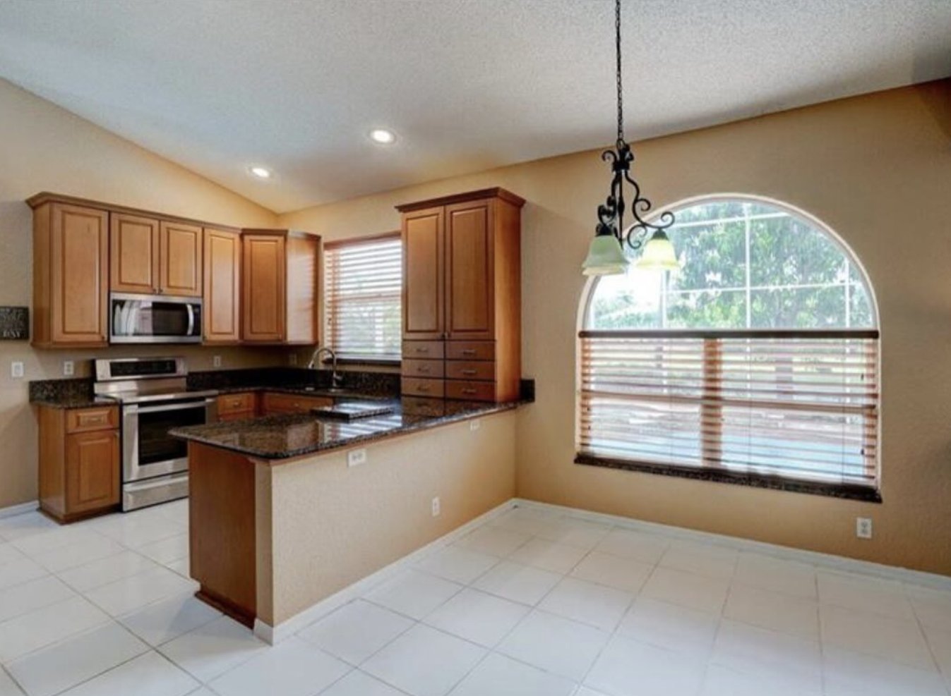 Kitchen with granite island