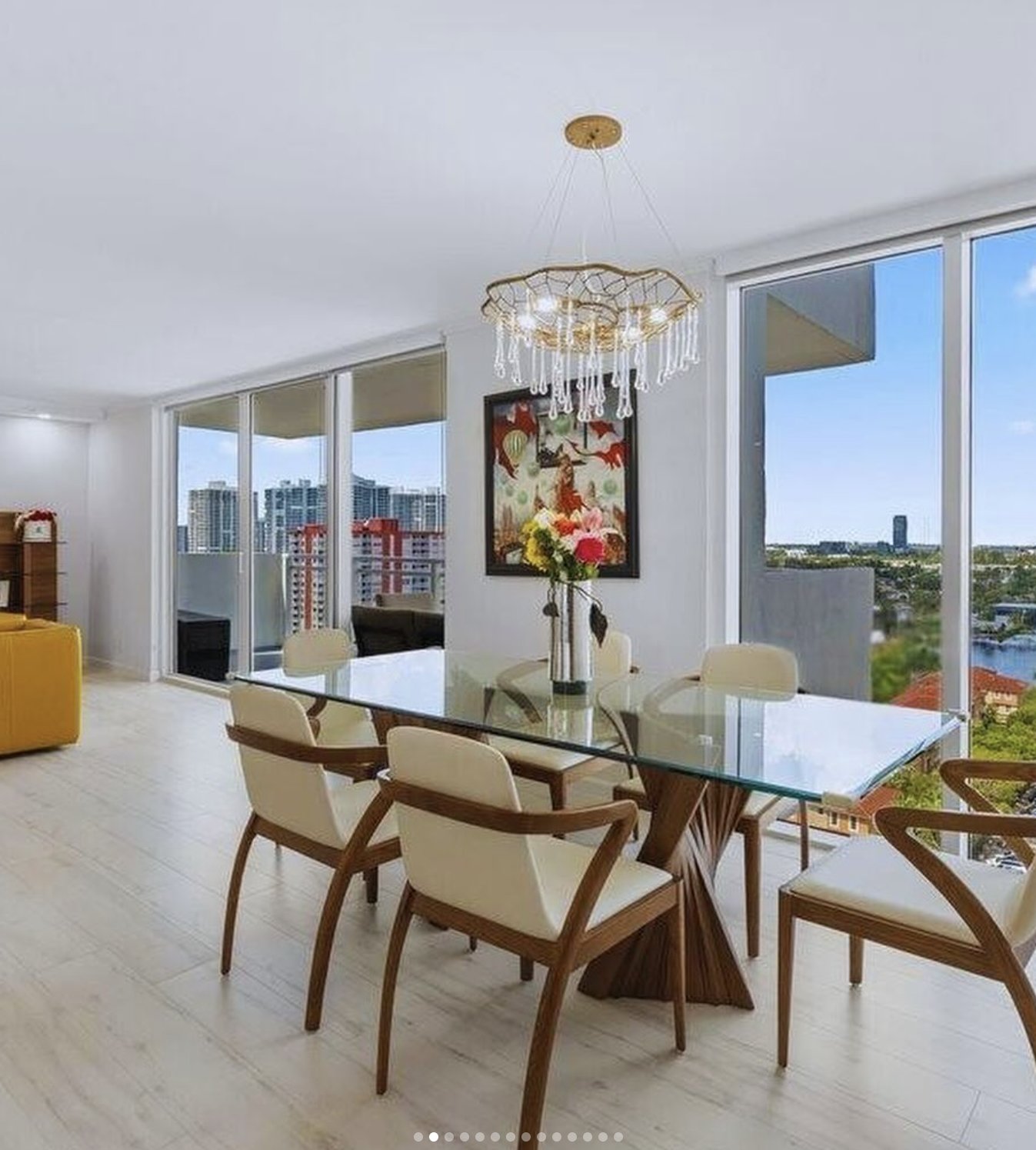 Dining area with skyline view